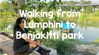 Walking from Lumphini to Benjakitti park 4K