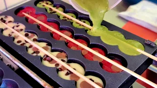 Unique waffles!! 6 flavor waffle skewers - korean street food