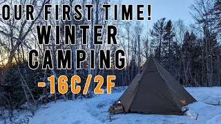 Winter Camping in a Hot Tent for the First Time!  #CampingMaine #WinterCamping #HotTentCamping