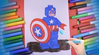 Free Lego Captain America marvel coloring pages Learn Colors for Kids Rainbow Hand