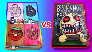 Elemental Game Book💧🔥  vs Buckshot Rouelette Game Book🔪 (Horror Game, Paper Play)