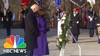 President Biden & VP Harris Lay Wreath At Tomb Of The Unknown Soldier In Arlington National Cemetery