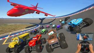 Race Crazy Cars Monster Trucks - Tow Truck Monster MATER  MCQUEEN The KING MISS FRITTER & FRIENDS