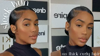 How I Do My Sleek Low Bun | Thick Natural Curly Hair | No Heat