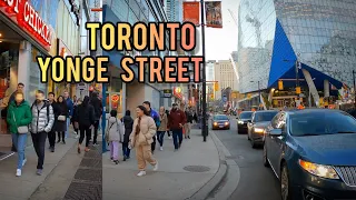 Toronto 🇨🇦 Saturday Yonge Street Downtown Walking Tour Canada 4k