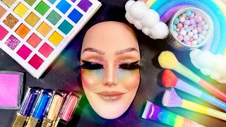 [ASMR] Rainbow Blush MakeUp on Mannequin (Whispered, tapping, makeup sounds) #31