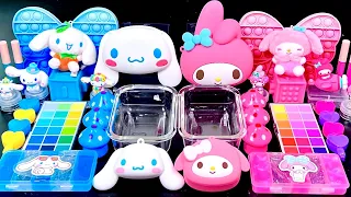 [ASMR]Mixing "Cinnamoroll vs Mymelody" Eyeshadow,Glitters Into Clear Slime satisfying시나모롤&마이멜로디(371)