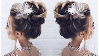 Высокий пучок СВАДЕБНАЯ ПРИЧЕСКА Подробный урок. Wedding hairstyle