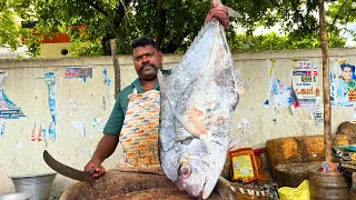 KASIMEDU 🔥 SPEED SELVAM | 13 KG DIAMOND TREVALLY FISH CUTTING | IN KASIMEDU | HD VIDEO | FF CUTTING