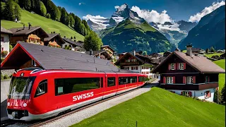 🇨🇭Riding Swiss First-Class Compartment Train in Switzerland, INTERLAKEN to BASEL, 4K HDR