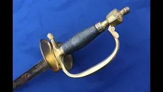 Antique 1796 infantry officer's spadroon with blue and gilt blade