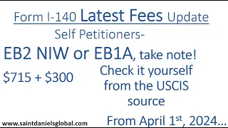 Form I-140 Latest Fees Update. EB2 NIW or EB1A self petitioners, take note!