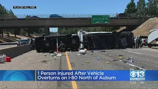 1 hurt after rollover crash on I-80 near Auburn