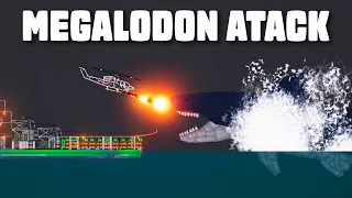 Megalodon Attacks Ships and Helicopters in People Playground(2)