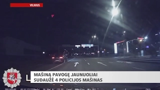 Trumpos žinios: mašiną pavogę jaunuoliai sudaužė 4 policijos mašinas