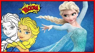 Coloring Disney FROZEN Princess Elsa Coloring Book Page Colored Crayola Markers Kids Learning