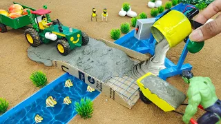 Diy tractor making mini concrete bridge / Concrete bridge sceince project @NovaFarming