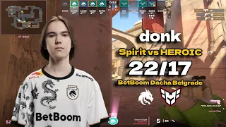 CS2 POV Spirit donk (22/17) vs HEROIC (Mirage) @ BetBoom Dacha Belgrade 2024