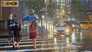 Walking In The Rain Times Square NYC Sound Ambience Rain Soundscape ASMR binaural city sounds