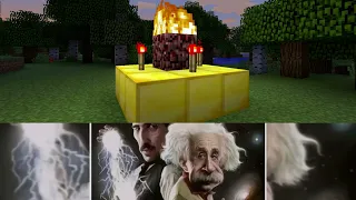 Albert Einstein and Nikola Tesla - Summoning Herobrine meme