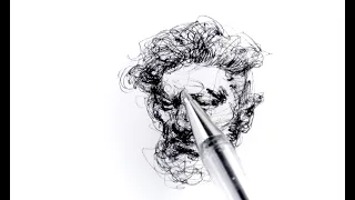 2 minutes Hyperlapse Scribble Portrait Sketch with Ballpoint Pen