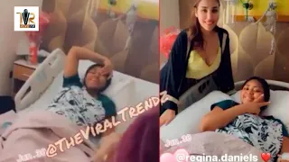 Ned Nwoko's Moroccan wife  Laila Charani visits  Regina Daniels at the hospital after childbirth