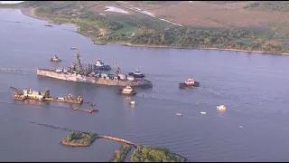 Battleship Texas on the move: Live view of its relocation to Galveston