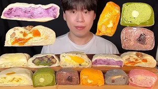 SUB) Korean dessert creamy sticky rice cake & chewy bread mukbang asmr