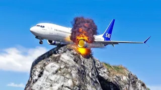 Boeing 757 crashed into mount Fuji after mid air explosion in engine -GTA5