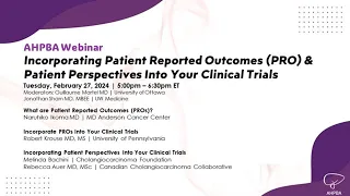 AHPBA Webinar Incorporating PROs into Your Clinical Trials