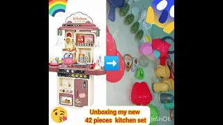 kitchen set unboxing with steam, water, light and sound toy kitchen set