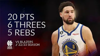 Klay Thompson 20 pts 6 threes 5 rebs vs Blazers 22/23 season