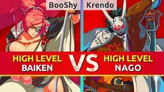 GGST ▰ BooShy (Baiken) vs Krendo (Nagoriyuki). High Level Gameplay