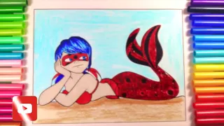 Miraculous Ladybug Coloring Pages Mermaid How to Draw and Color Ladybug Sereia Mermaid Cat