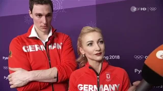 2018 Olympics Interview Aliona Savchenko & Massot after SP ZDF