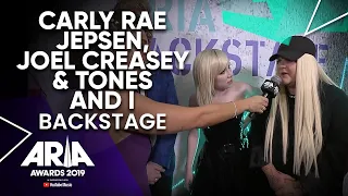 Carly Rae Jepsen, Joel Creasey & Tones and I Backstage at the 2019 ARIA Awards
