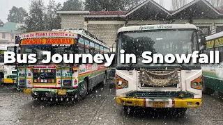 HRTC Bus Journey in Heavy Snowfall 😱🥶 | Reckongpeo to Sangla | Dangerous Mountain Roads