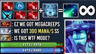 OMG UNLIMITED +300 MANA/s Storm Spirit vs Mega-Creeps Yasha and Kaya + CM Aura Epic Game Dota 2