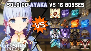 Solo C0 Ayaka vs 16 Bosses Without Food Buff | Genshin Impact