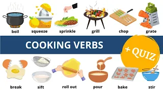 Cooking verbs vocabulary in English || 30 words + Quiz || Learn English easy with pictures