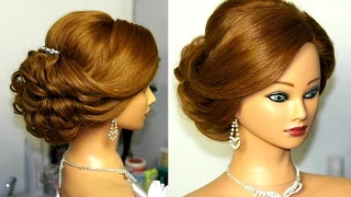 Bridal updo. Romantic hairstyle for  medium hair.