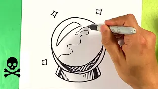 EASY How to Draw CRYSTAL BALL - Halloween Drawings