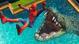 GTA 5 • Water Ragdolls | Spider-Man & Alligator 4 (Euphoria Physics)