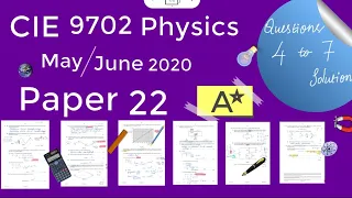 9702/22/M/J/20 Q.4~7 Solution - CIE AS Level Physics  Paper 2 Past paper solved 9702/22/m/j/20 ms