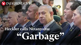 'He killed my children': Netanyahu heckled during Memorial Day speech