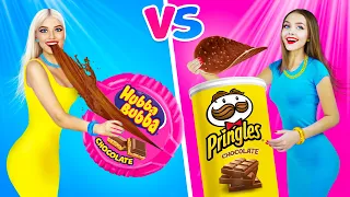 REAL vs CHOCOLATE FOOD Challenge For 24 Hours! || Eating Chocolate Scissors & Play-Doh by RATATA