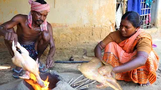 they are cooking Chicken curry purely Santali village style | Village Cooking Food Review