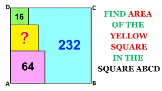 Two Methods | Find area of the Yellow Square in the square ABCD | #math #maths