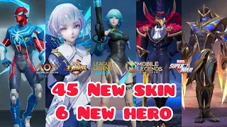 45 New Skin 6 New Hero ALL Moba - MLBB VS AOV VS LOL WR VS ONMYOJI VS MSW VS KOG /HOK