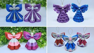4 Amazing EVA Glitter Foam Paper Angel Ornaments Making for Christmas Decorations | Do It Together